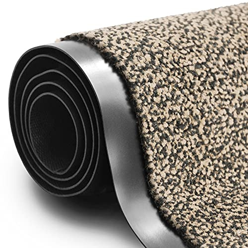 KARAT - Tapis Anti-salissures Sky - Paillasson de Porte antidérapante et Entretien Facile - Paillasson pour l'intérieur et l'extérieur - Tapis de Porte à Poils chinés - Ocre-Noir, 120x180 cm