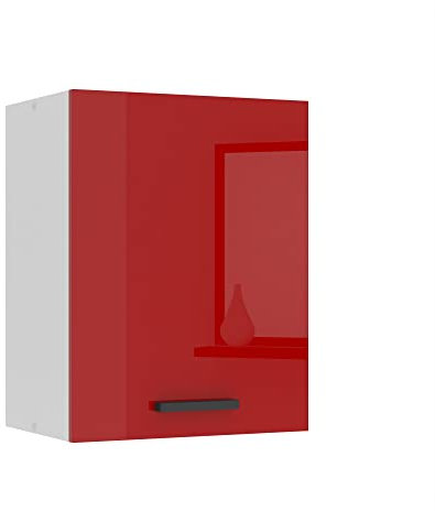 Belini Hängeschrank Küche, Küchenschränke SG. Breite 45 cm. Oberschrank mit 1 Tür, Küchenhängeschränke, Wandschrank Hängend, Rot Hochglanz