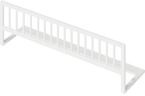 Bellabino Yuna Rausfallschutz – Kinder Bettschutzgitter 115 cm breit – aus Kiefer Massivholz in Weiß – klappbares Bettgitter für Kinderbett & Reisen – vormontierter Fallschutz für Kleinkinder & Babys