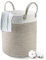 Tekenewbse Cesto Portabiancheria, 38L Cesto Biancheria Sporca, 35 × 40 cm Grande Cesta con Manico, Cesta Panni Sporchi in Cotone, Ceste Portaoggetti Bucato Cesti Porta Oggetti Portagiochi