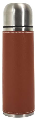 COOK CONCEPT, KA0374, Bottiglia Termica in Acciaio Inox da 50 cl, Design Elegante in Finta Pelle, Ideale per L'Ufficio e Le Gite, Mantiene Le Bevande a Temperatura, Marrone