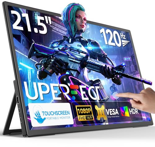 UPERFECT Écran Tactile Portable 21.5 Pouces 120Hz Portable Monitor Full HD Moniteur Portable Écran Mobile avec Support Intégré pour PC Portable Console de Jeux, Boîtier Métallique, Compatible VESA