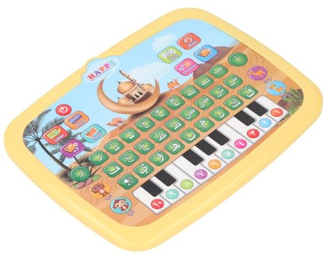 Arabe Apprentissage de la Machine éducative Jouet électronique pour Les Enfants 28 Mots Alphabet 10 Livres Nombres pour l'éducation Précoce, Taille Plastique 18x24cm (Yellow)