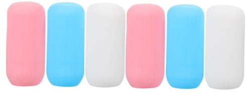 TOPPERFUN 6 pezzi Manicotti Elastiche Silicone per Viaggio Coperture per Contenitori Lozione Adatte Bottiglie Shampoo Della Bianco Blu Rosa