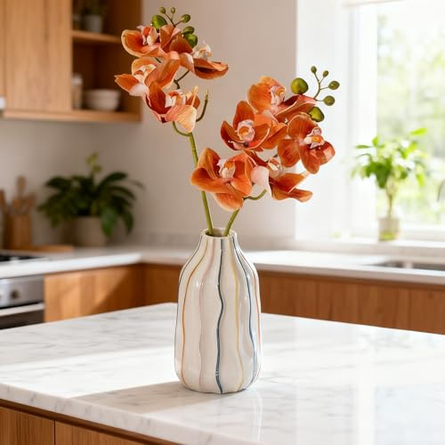 Petit Vase Moderne en céramique pour décoration Nordique de Salon - Vase esthétique Arc-en-Ciel - Vase à Fleurs bohème pour la Maison, Le Salon, Le Bureau, la Ferme, la Table Basse (M)