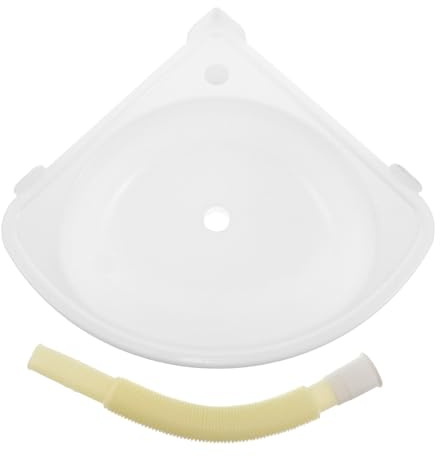Gatuida Lavabo triangular de esquina: 15,33 x 12,97 pulgadas, lavabo de baño con orificio para grifo, triangular de plástico pequeño para baño.