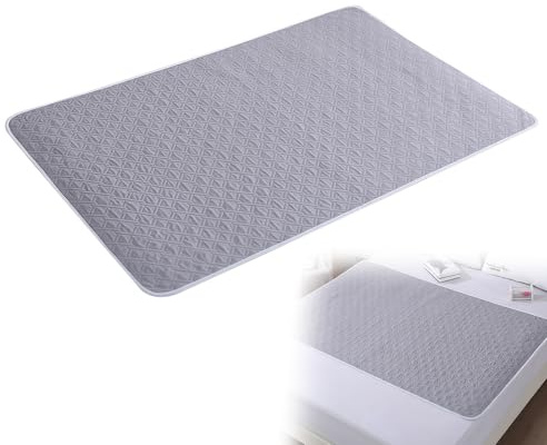 Protector para incontinencia lavable, 110 x 150 cm, impermeable, protector de colchón para incontinencia con ribetes, reutilizable, transpirable, para niños y personas mayores (gris)