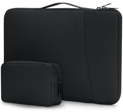 Romon Funda Portatil con Bolsa de Accesorios, Impermeable con Asa, Funda Ordenador Portatil para 13-14 Pulgadas, Negro