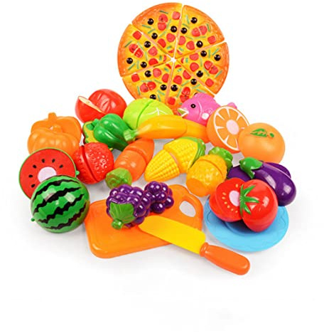 Lek med mat, kapleksaker för barn Lek med 24 st/set Gratis BPA Leksak Frukt Grönsaker Matlagningstillbehör Leksak för Flickor Pojkar