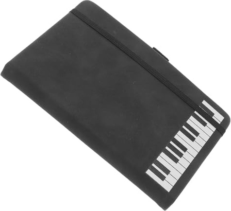 Mobestech Carnet de Notes A6 Thème Musique Noir, Couverture Pu Résistante, Papier Lisse pour Écriture Musicale, Bloc-notes Portable Multifonction pour Étudiants, Cahier de Musique et