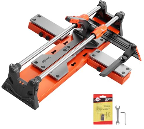 VEVOR 24-Inch Manual Tile Cutter, Upgraded Sliding Head Cutting Tool with Spring-Loaded Base, Angle Fence, Tungsten Carbide Cutting Wheel, Alignment Guide, for DIY Pros, Ceramic, Floor, Wall Tiles