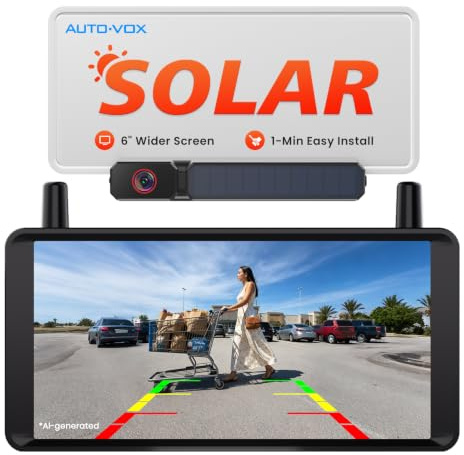 AUTO-VOX 6 Solar Wireless Backup Camera: No Drilling 1-Min Quick Install