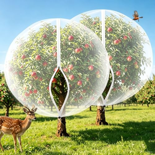 Rete per Alberi da Frutto con Cerniera e Coulisse, 1.2 x 1.5M, 2 Pezzi Rete Protettiva per Alberi da Frutto, Anti Insetti e Uccelli, Rete per Proteggere Frutta, Verdura, Alberi, Fiori
