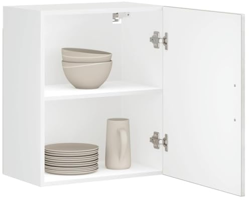 Augerlite Armadi da cucina sospesi Porto, 2 pezzi, grigio cemento, 50 x 31 x 60 cm, armadio superiore con ripiano, porta, per cucina, sala da pranzo, dispensa