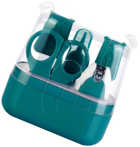 GAROZATION Set de Cuidado de Uñas para Bebés Cuchillas Redondeadas y Caja de Almacenamiento en Color Verde para Evitar Lesiones Accidentales