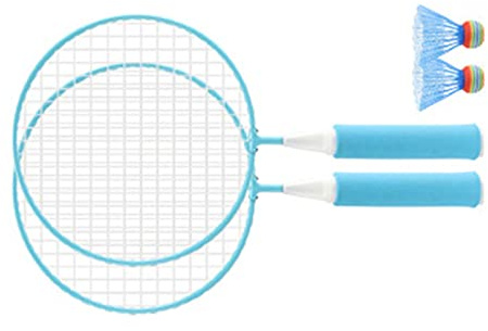 AMONIDA Badmintonracket för Barn med Bekvämt Grepp och överdimensionerad Nätyta för Skoj Utomhuslek 2 Racketar 2 Bollar