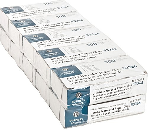 Business Source 53366 Paper Clips, Jumbo, Nonskid, 1000/PK, Silver