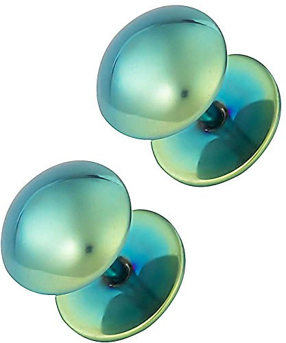 Forbidden Body Jewelry 16g 8mm Green Titanium IP Plated Surgical Steel Dome Cheater Plug Earrings, Fake 0 Gauge Earrings