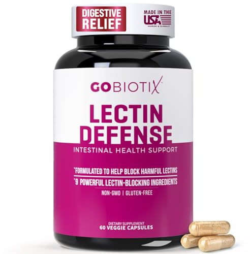 GOBIOTIX Lectin Defense - Lectin Blocker Supplement for Leaky Gut with MSM and Digestive Enzymes - Aids in Intestinal Health for Women and Men - Non-GMO + Gluten Free - 60 Capsules (1)