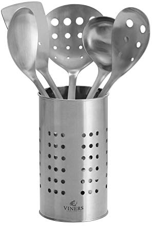 Viners 0305.199 Everyday Kitchen Matching Storage Pot | Brushed Stainless Steel, 6, Utensil Set
