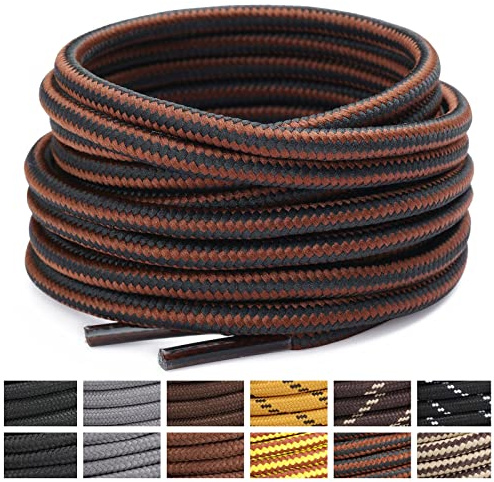 Stepace Lacets Ronds pour Bottes, Chaussures de Randonnée et de Travail | 2 paires, tissage renforcé et résistant, motifs à pois ou rayés, bonne tenue des nœuds, 10 tailles et 36 motifs pour bottines