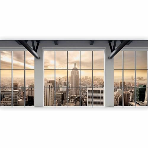 murando Fotomurales New York Ciudad 550x250 cm XXL Papel de esquina Papel pintado tejido no tejido Decoración de Pared decorativos Murales moderna de Diseno Vista ventana Skyline Panorama c-A-0074-a-e
