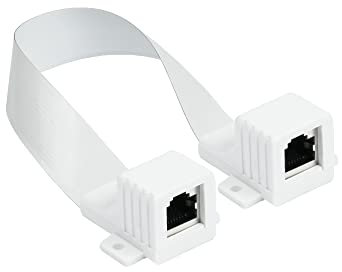 Good Connections RJ45 Ethernet LAN dörr-/fönstermatning, extremt platt – båda sidor RJ45-uttag – total längd inkl. kontaktlängd: 25–27 cm, flexibel längd 18 cm – vit