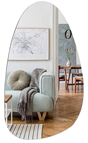 Muzilife Asymmetrischer Rahmenloser Spiegel, Unregelmäßiger Wandspiegel mit MDF-Rückwand 50 x 85cm, Groß Dekorativer Ganzkörperspiegel zum Aufhängen für Wand Wohnzimmer Bad Eingang