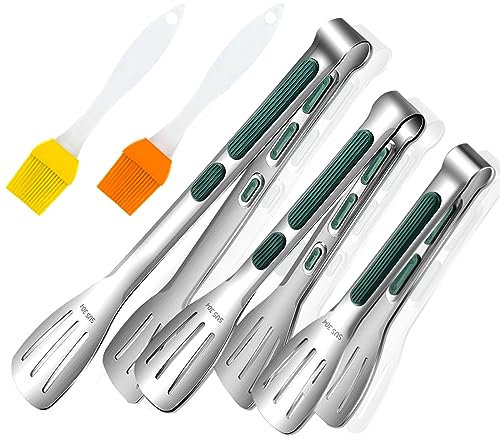 SITAKEGS 3pcs Kitchen Tongs, Metal Cooking Tongs Sturdy Resistant Food Serving Tongs, Non-Slip Grip Buffet Tongs for BBQ Baking Ice Salad Oven