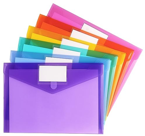 Tamaki 6 Pack Plastic Envelopes, Clear Document Folders, A4 Size