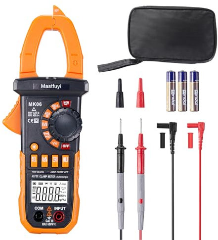 Amperometrica Pinza Digitale, Multimetro TRMS 4000 conteggi, tester elettrico digitale a intervallo automatico Misura tensione AC/DC, corrente AC/DC, resistenza, capacità, frequenza, continuità, diodo
