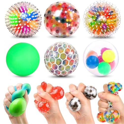 ElevaPulse Stressball Kinder – 6 Anti-Stressbälle zum Kneten, Bunte Quetschbälle mit Wasserperlen, Beruhigung bei ADHS und Angst, Stressabbau für Kinder und Erwachsene