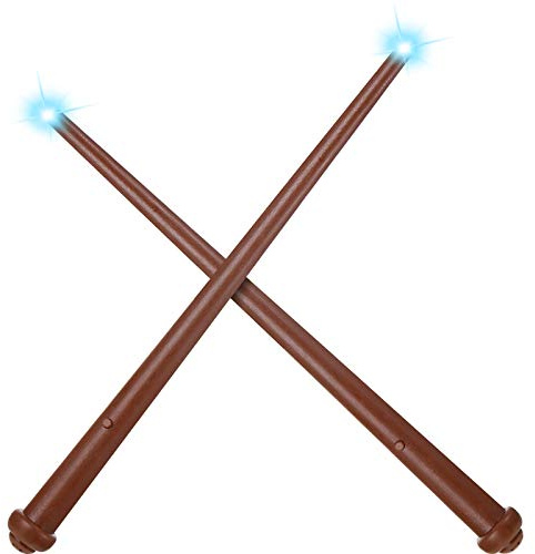 Weewooday 2 Pezzi Bacchette Magiche Luminose Bacchetta di Magia per Principessa Bacchetta da Mago con Luce e Suono Giocattolo per Bambini Props per Cosplay (Marrone Scuro)