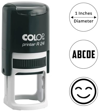 Customize with Initial or Smiley or Logo - Round self Inking Stamp - R24-1 Diameter
