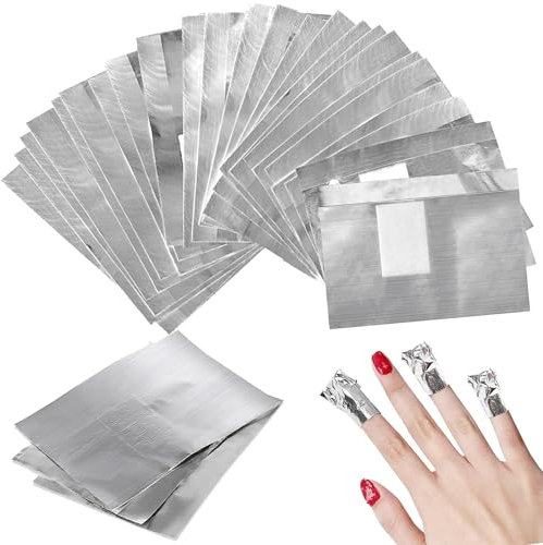 Papillotes en Aluminium,150 Pièces Feuille d'aluminium Dissolvant Vernis à Ongles en Aluminium Papillote Ongle Semi Permanent pour Retirer À Ongles Le Gel Ongle Nail Polish Wraps Remover