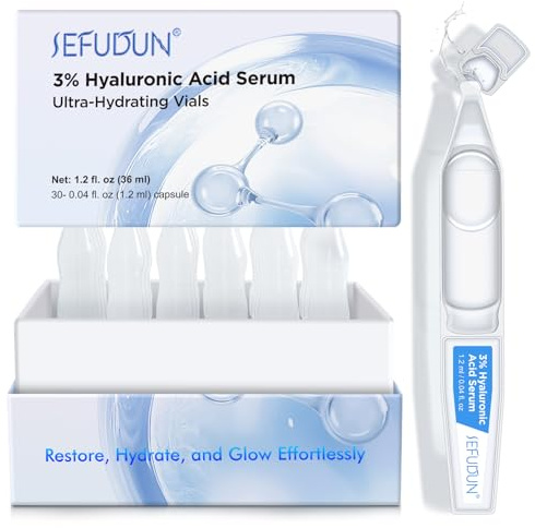 Siero a base di acido ialuronico al 3% per rassodare e levigare la pelle,Siero Viso Antirughe,Ultra-Hydrating Serum Hyaluronic Acid Tubes Fiale monouso Cura della pelle(1.2 ml*30)