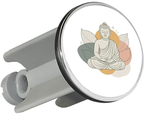 Huuraa Waschbeckenstöpsel Buddha Buddhismus 4cm höhenverstellbar Abflussstopfen Geschenkidee