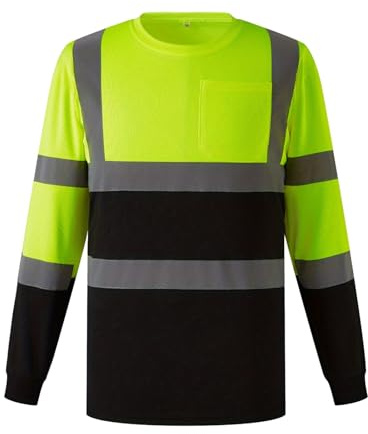 Gefomuofe Maglietta con protezione di avvertimento, da uomo, con strisce riflettenti, a maniche lunghe, di avvertimento, giacca da lavoro, giacca invernale softshell