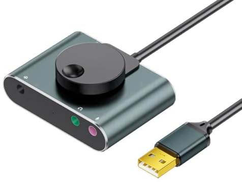Osmond Tarjeta de Sonido Externa USB Puerto para Micrófono y Auriculares de 3,5 mm Convertidor de Audio Sin Controlador para Computadoras de Escritorio y Portátiles Color Negro