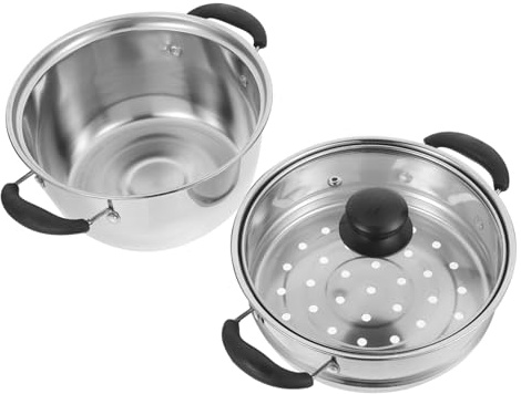 ARTSEWPLY Olla Vaporera Inoxidable Doble para Cocer y Hervir Olla Grande para Cocina de Inducción y Gas Resistente y Antiadherente Utensilio Multifunción para Vapor y Sopa