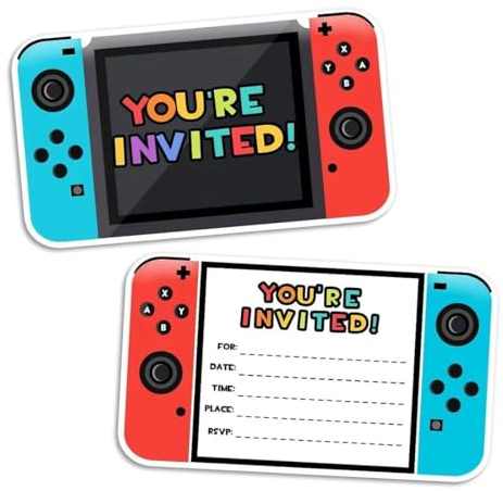 KEWUF 20 pezzi Biglietto d'invito per compleanno a tema gioco Biglietto d'invito per controller di gioco