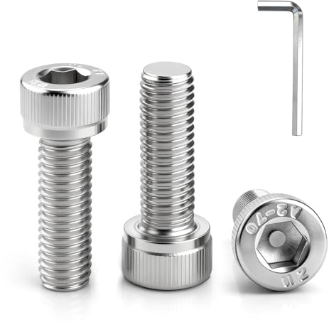 msymsyu Zylinderkopfschrauben 25 st, insexskruvar M6x20mm | Rostfritt stål helgängade M6-cylinderskruvar, med 1 st 5 mm insexnyckel insexskruvar för reparation och montering