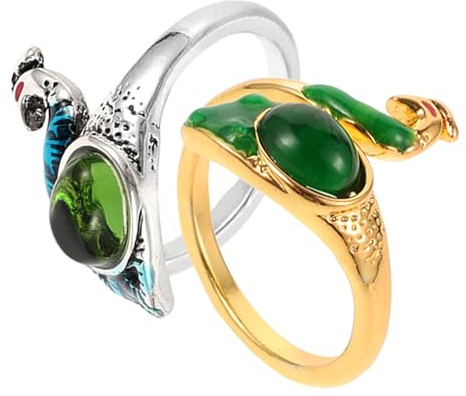 PRETYZOOM 2 pièces Bague Paon Réglable pour Tricot et Crochet Anneau Ouvert Pratique et Élégant Accessoire Multifonctionnel pour Maintien de Tension Lot de Or et Argent