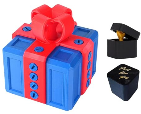 Aidodmom Regalo Divertentes Uomo, Scatola Regalo a Sorpresa con Dito, Scatola Scherzosa con Sorpresa con Viti Stampate in 3D, Regali di Natales