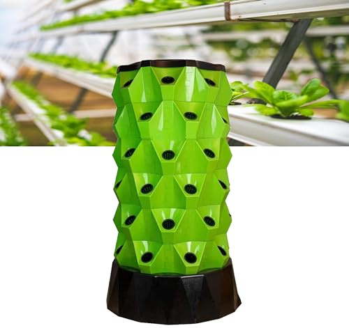 Hydroponiskt odlingstorn – aeroponiskt inomhusträdgårdssystem med pump, adapter, fröbädd och nätkrukor för effektiv ört- och grönsaksodling