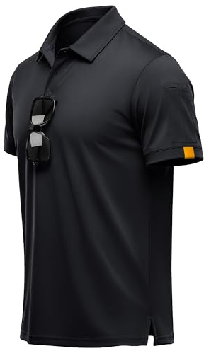 MAGCOMSEN Polo Shirts for Men Short Sleeve Dri Fit Golf Polos Casual Stylish Performance Moisture Wicking Athletic Collared Shirt Black