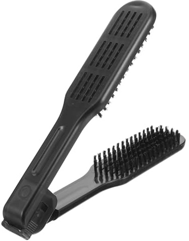 HOMSFOU Cepillo Alisador de Pelo Negro Pinza de Doble Cara, Peine Antiestático Resistente al Calor para Cabello Rizado, Liso o Largo, Herramienta Portátil para Alisar y Peinar en Casa
