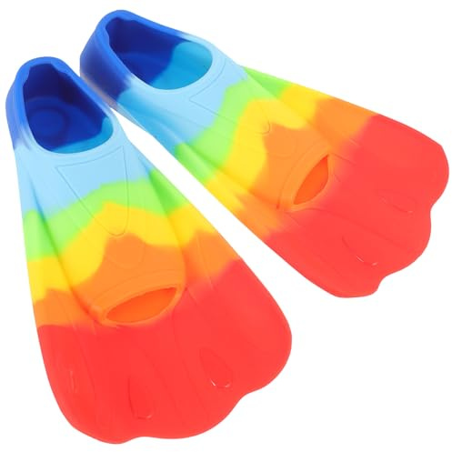 UPKOCH Silicone Swim Training Fins Lightweight Snorkeling Flippers for Swimming and Diving, Size -38, Colorful Pair for Boys