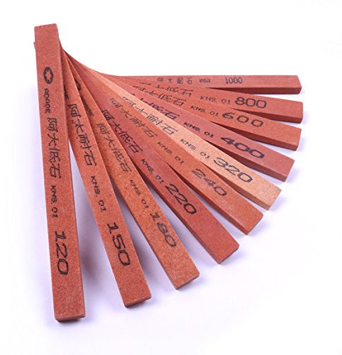 ATOPLEE Lot de 10 pierres à aiguiser orange pour meulage en céramique et métal peint grain 120/150/180/220/240/320/400/600/800/1000#