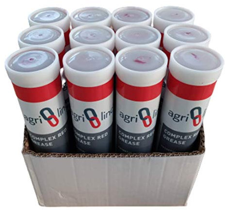 Agri-Linc Red Complex Grease Cartridges, Box of 12 - EP2 Lithium for High Temperature and Pressure, 400g/14oz for Grease Gun